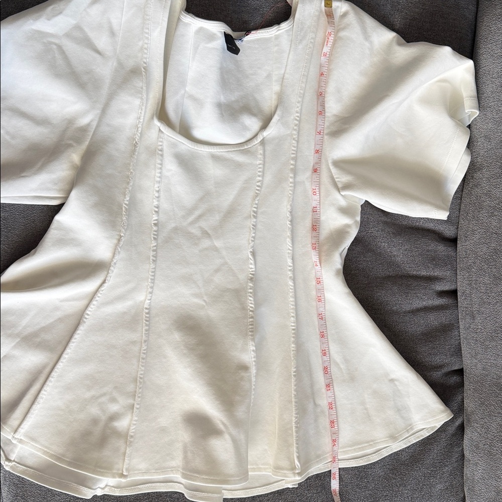 ASOS DESIGN exposed seam peplum short sleeve top - Picture 5 of 5